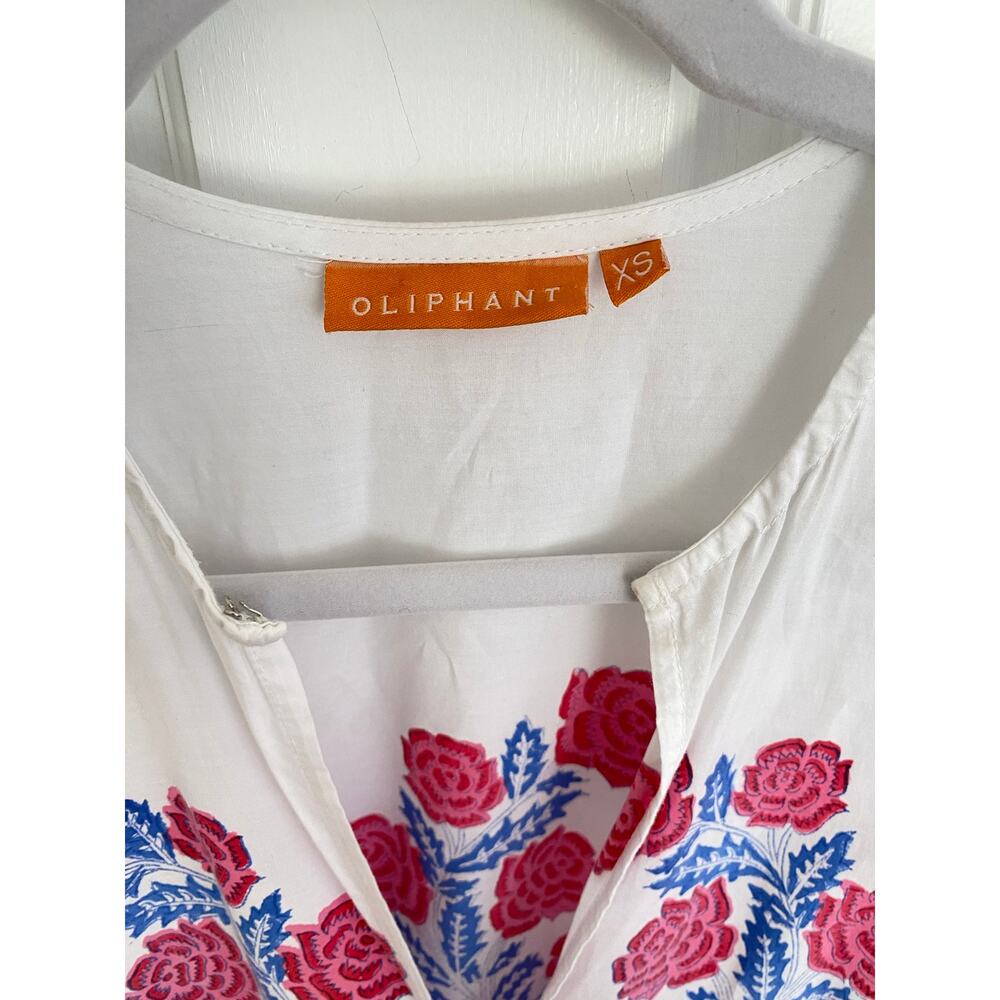 OLIPHANT Tuckernuck Pink Blue Block Print Grandiflora Puff Sleeve Maxi Dress XS - Picture 13 of 14